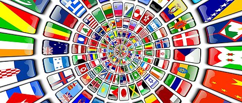 International flags in a circle